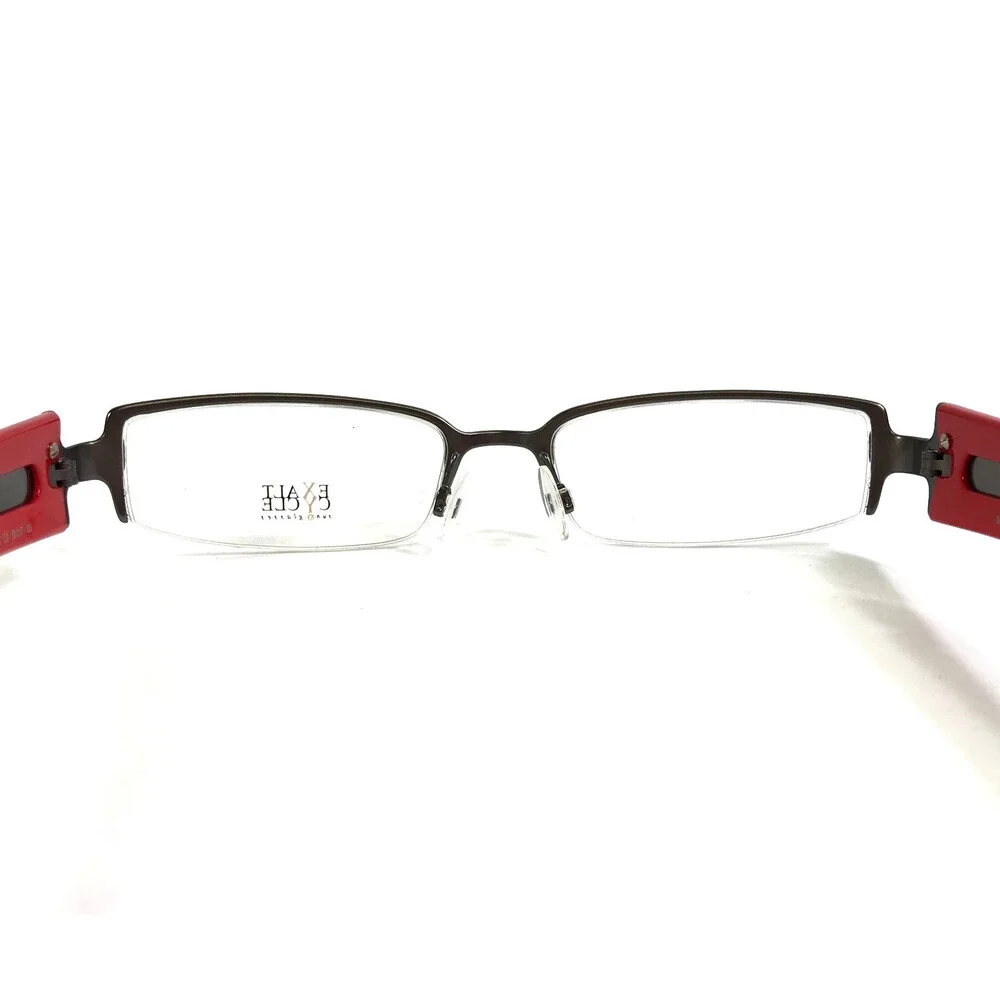 Exalt Cycle Eyeglasses Frames EXMAX C3 1107 Silver Red Black Rectangle 52-17-135